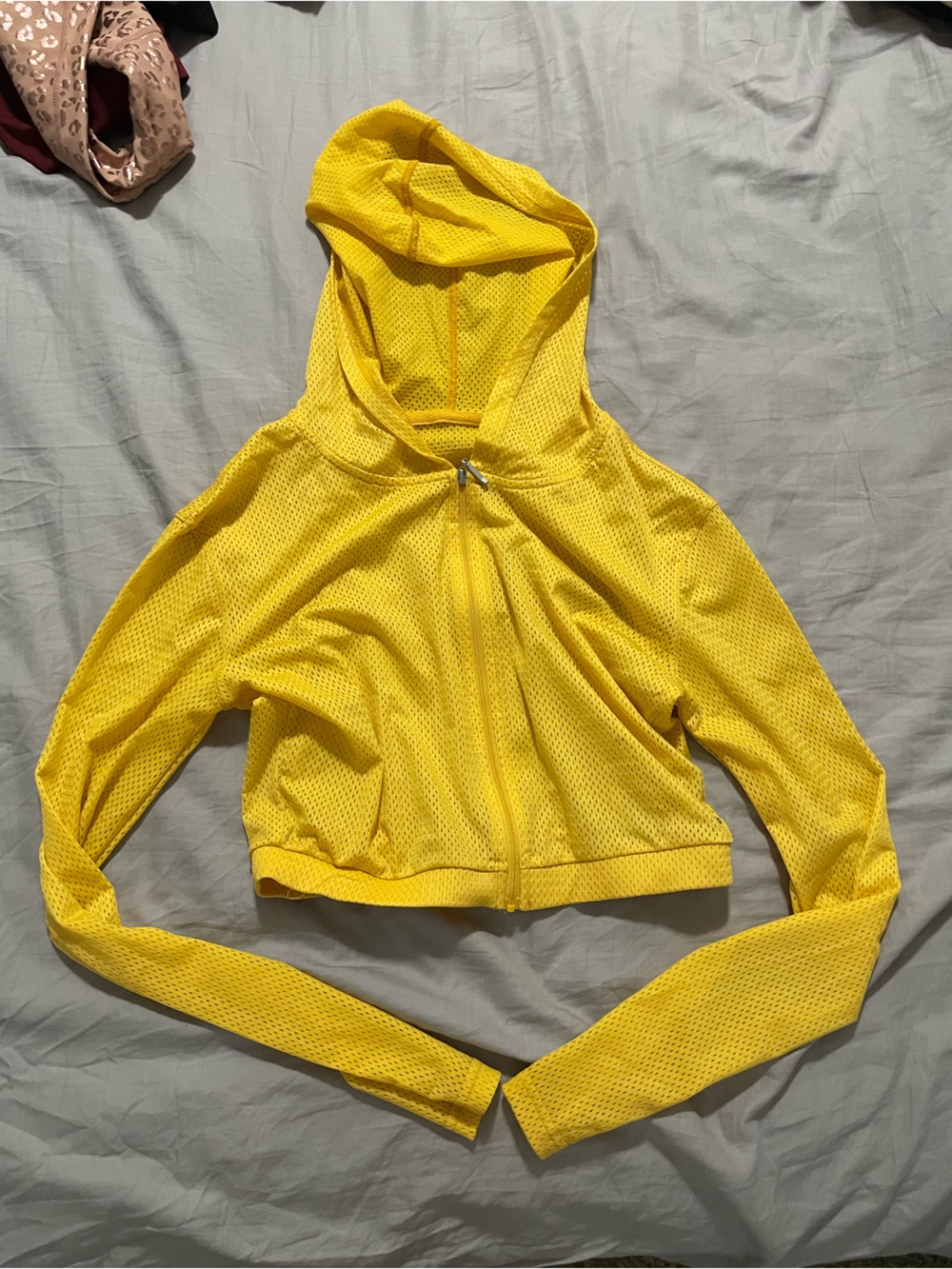 BuffBunny Yellow Mesh Cropped Hoodie